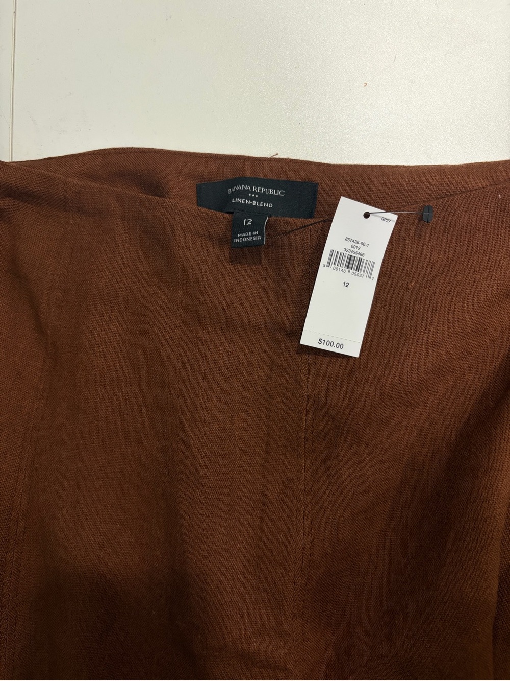 LINEN-BLEND SEAMED MIDI SKIRT NWT - Picture 2 of 3